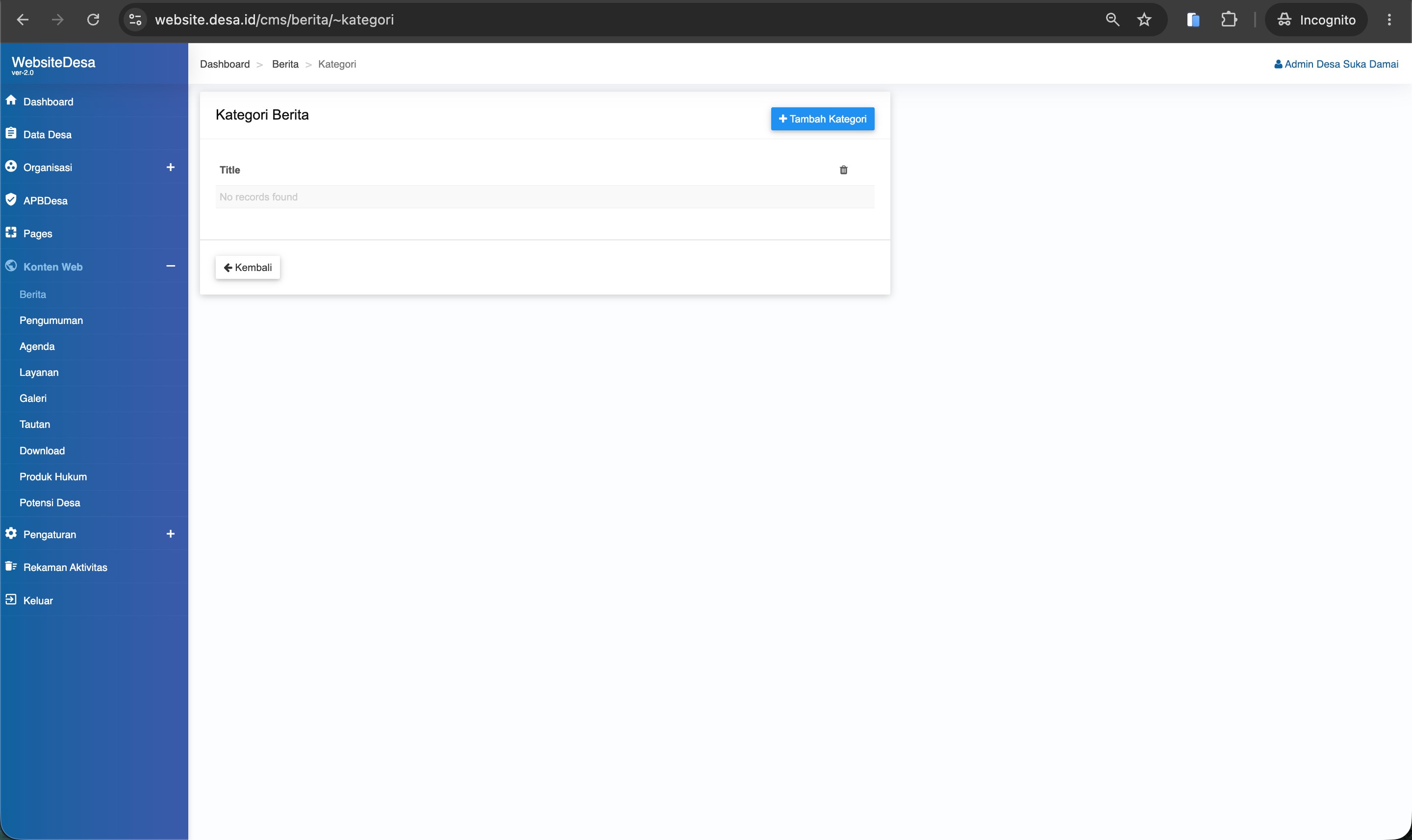 Screenshot Kategori Berita